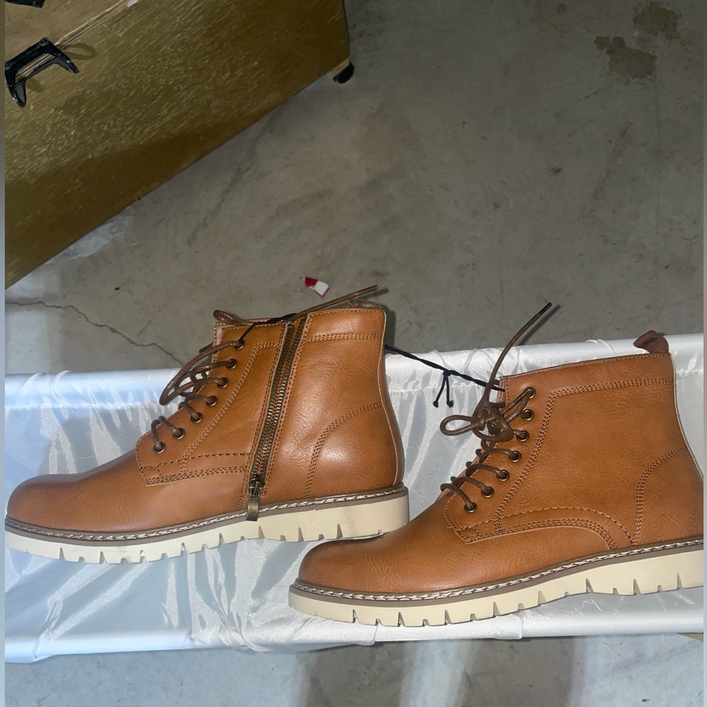 Steve Madden Broome Chukka Men’s Cognac Leather Boots Size 9 Brown Lace P-BROOME - Picture 10 of 13